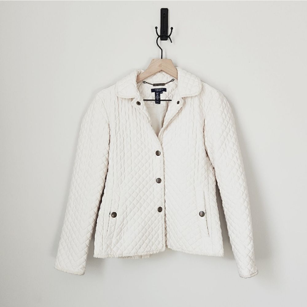 Chaps Cream Quilted Puffer Jacket Size Small